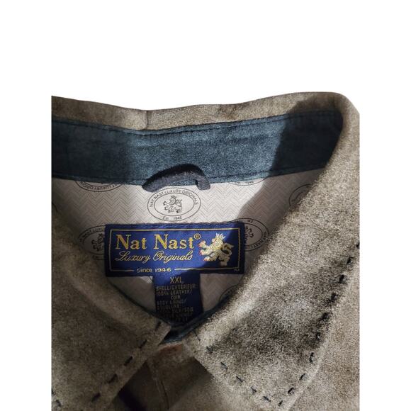 Nat Nast Genuine Leather Jacket Mens Size XXL Suede Pockets Light Brown - Picture 3 of 5